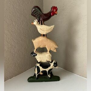 Stacked Farm Animals Iron Metal Door stopper/holder. 10”